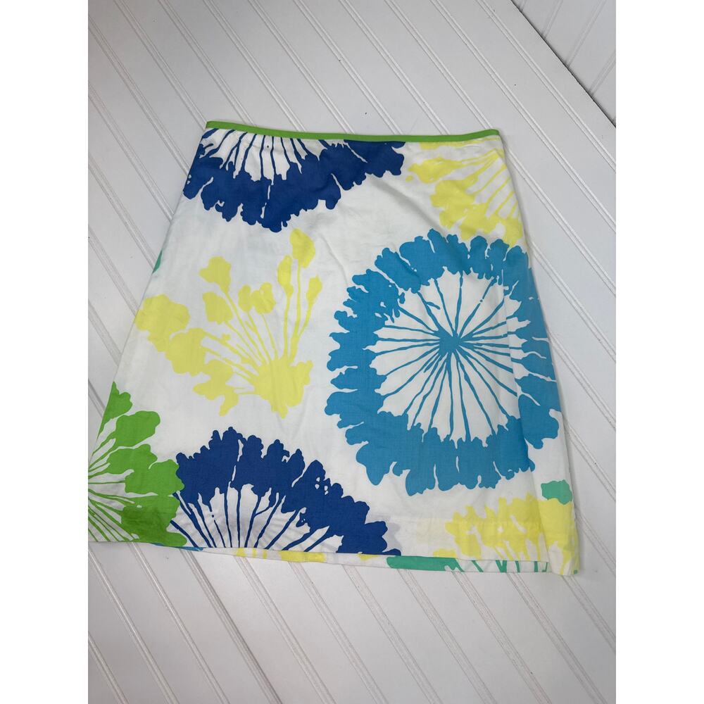 Lilly Pulitzer White Mini Skirt with Blue, Lime & Yellow Floral Print